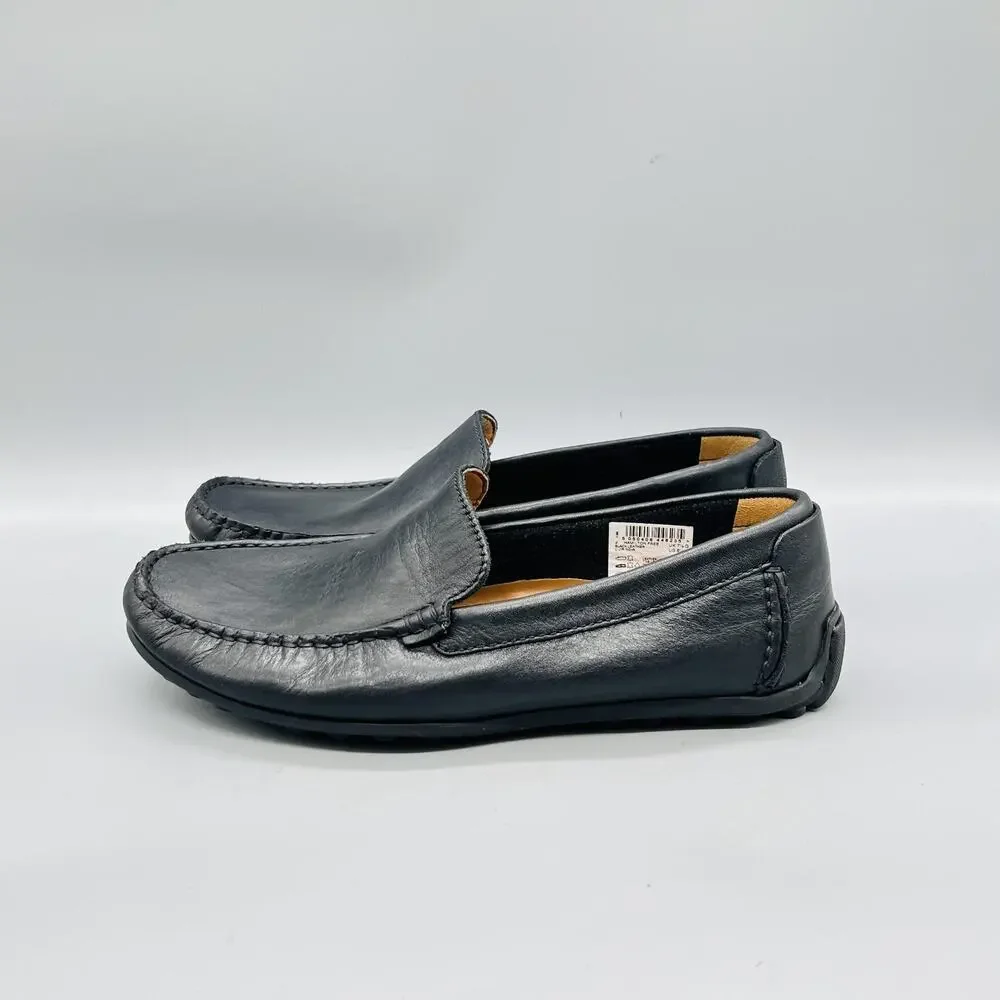 Clarks Shoes Mens 8.5 Black Leather Hamilton Free Driving Moc Loafers Comfort